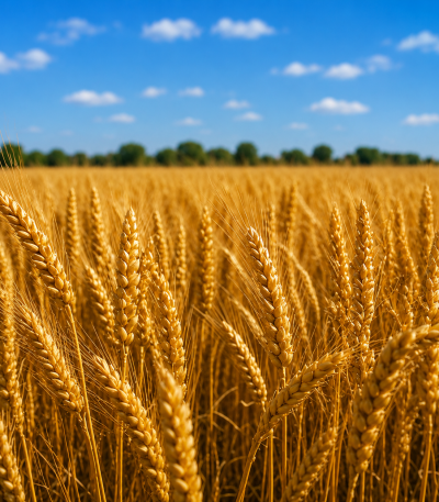 Озима пшениця Катаріна від Viterra Seed – стигле золотисте колосся на полі у фазі повної стиглості зерна