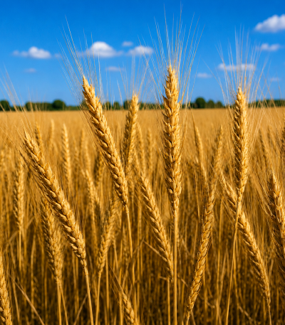 Озима пшениця Барба від Viterra Seed – стигле золотисте колосся на полі перед збиранням урожаю