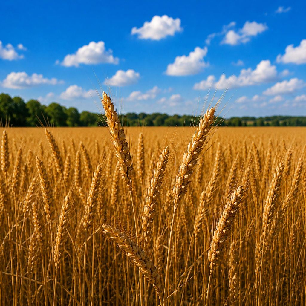 Озима пшениця Фелікс від Viterra Seed – стигле колосся на полі у фазі повної стиглості зерна.