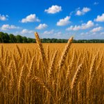 Озима пшениця Фелікс від Viterra Seed – стигле колосся на полі у фазі повної стиглості зерна.