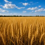 Озима пшениця Ультім від KWS – стигле золотисте колосся на полі перед збиранням урожаю.